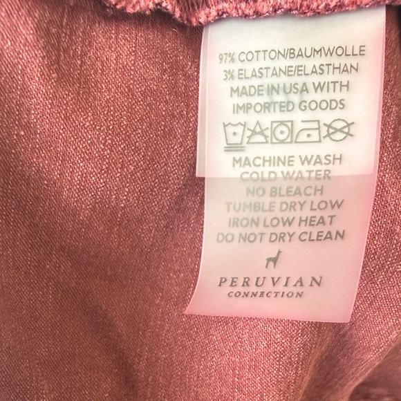 Peruvian Connection Moto Style Skinny Pants in Burgundy Color Size 4 - Picture 8 of 8